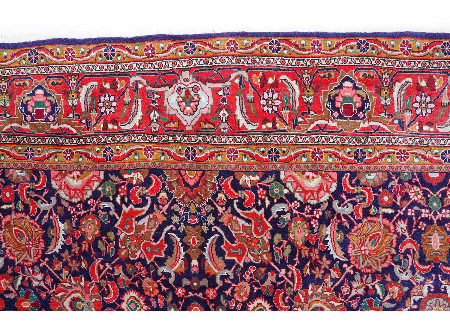 Anatolia Vintage Floral Rug Red & Blue 11x8 ft Wool & Cotton - Rugs Turkey