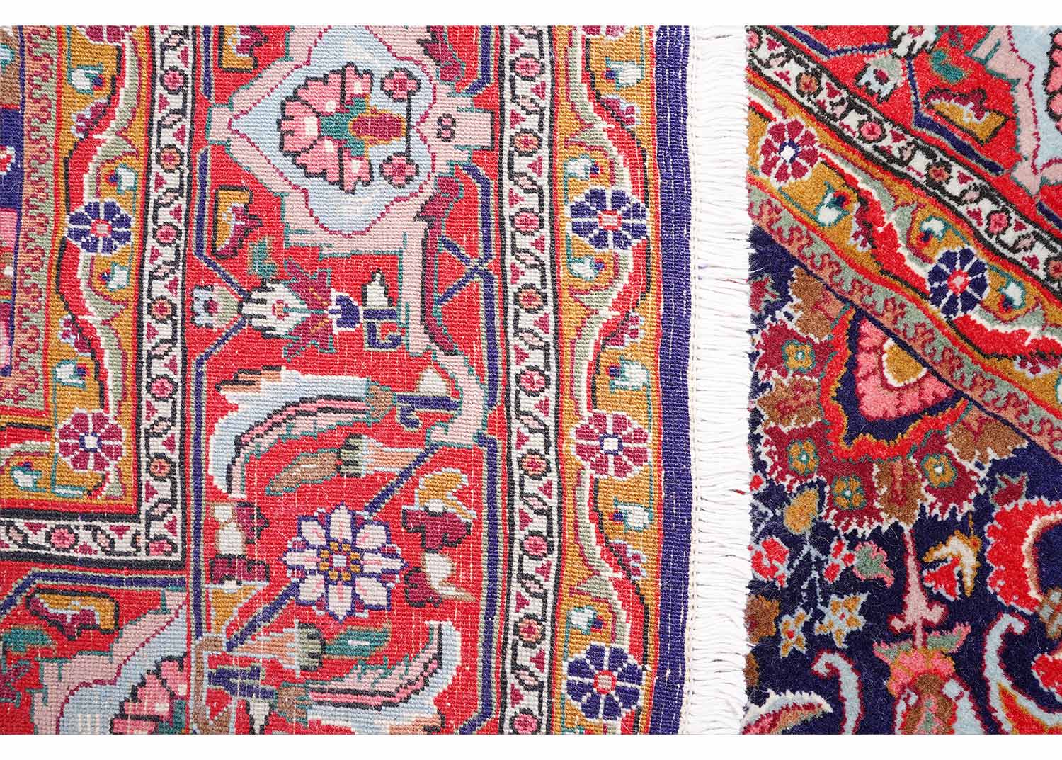 Anatolia Vintage Floral Rug Red & Blue 11x8 ft Wool & Cotton - Rugs Turkey