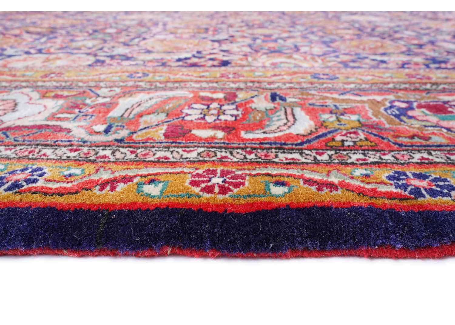 Anatolia Vintage Floral Rug Red & Blue 11x8 ft Wool & Cotton - Rugs Turkey
