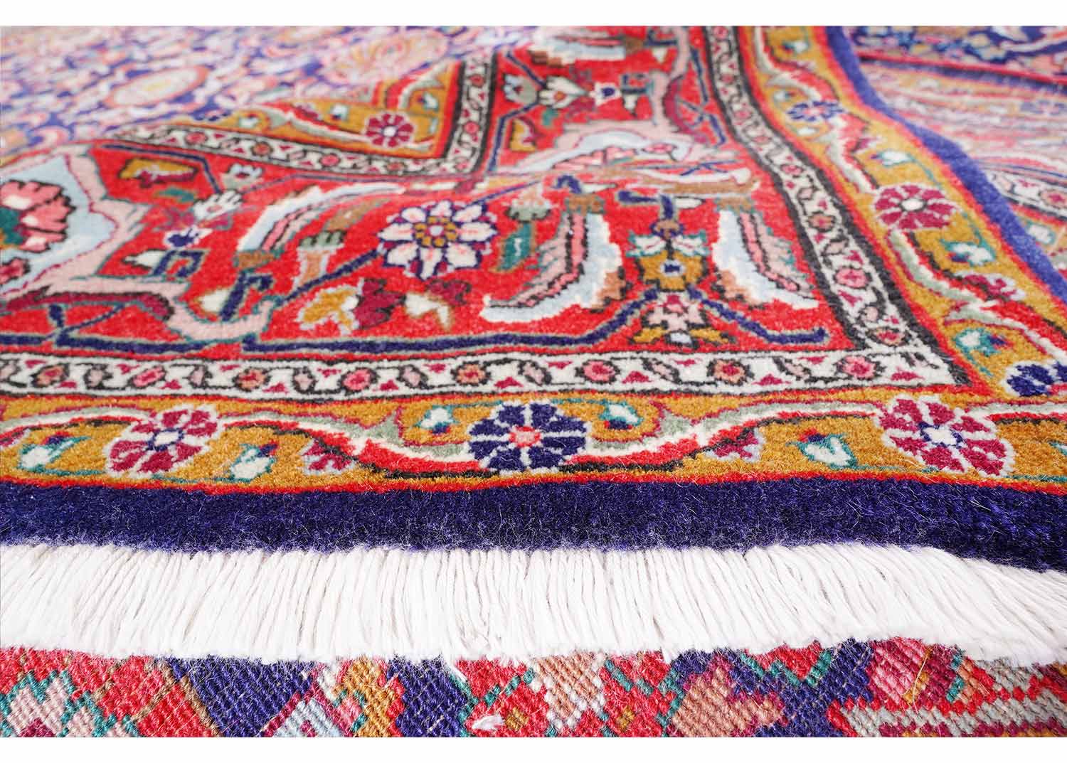 Anatolia Vintage Floral Rug Red & Blue 11x8 ft Wool & Cotton - Rugs Turkey
