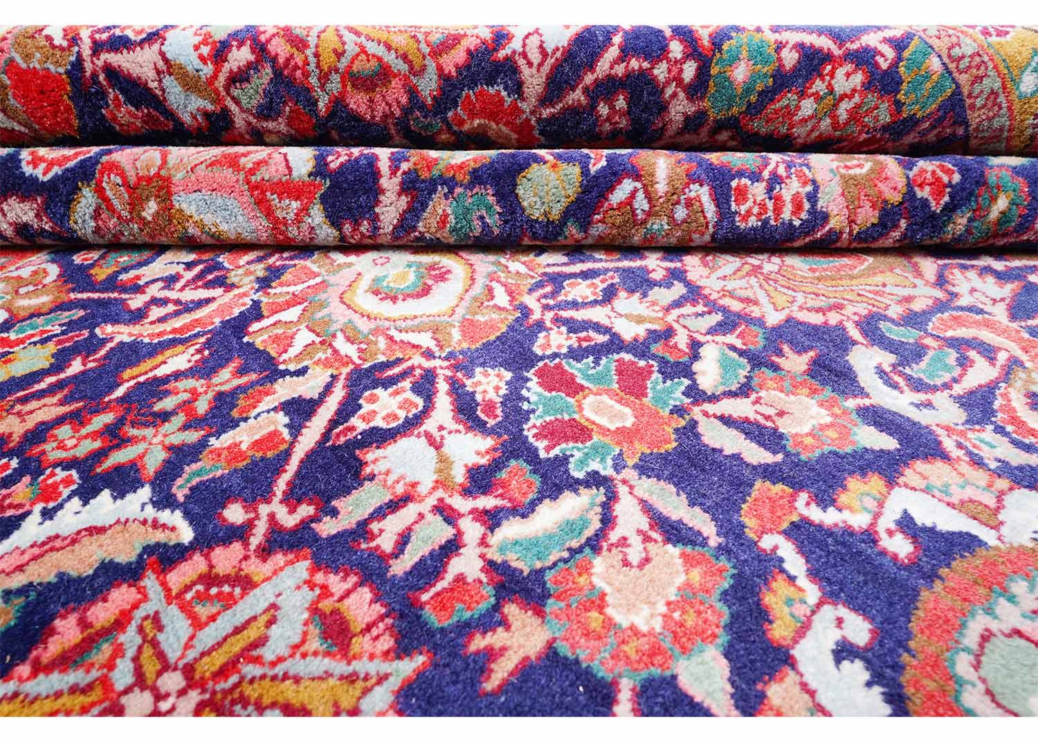 Anatolia Vintage Floral Rug Red & Blue 11x8 ft Wool & Cotton - Rugs Turkey