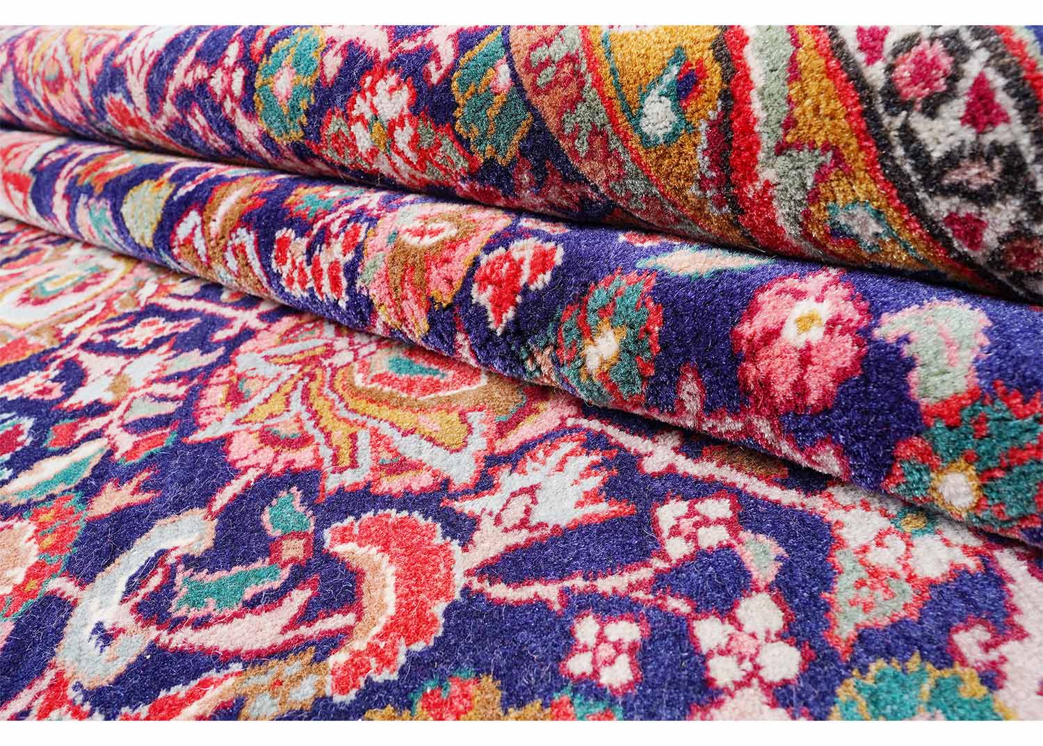 Anatolia Vintage Floral Rug Red & Blue 11x8 ft Wool & Cotton - Rugs Turkey