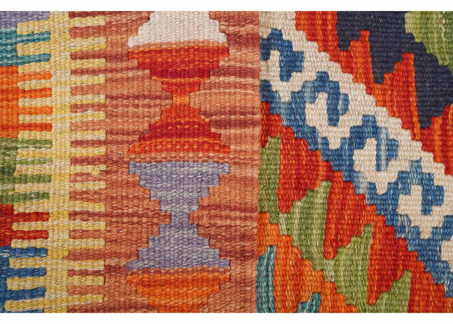Bright Colors Kayseri Kilim Wall Art 3.7x2.5 ft Handwoven with Wool - Rugs Turkey