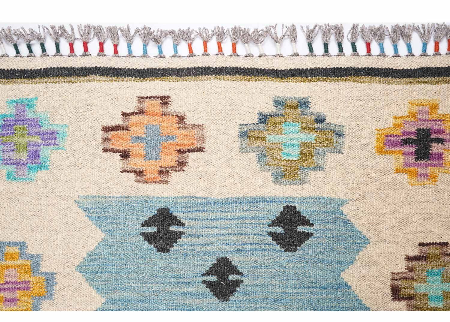 Chic Hand Woven Wool Area Rugs New 4x2.7 ft Usak Kilim - Rugs Turkey