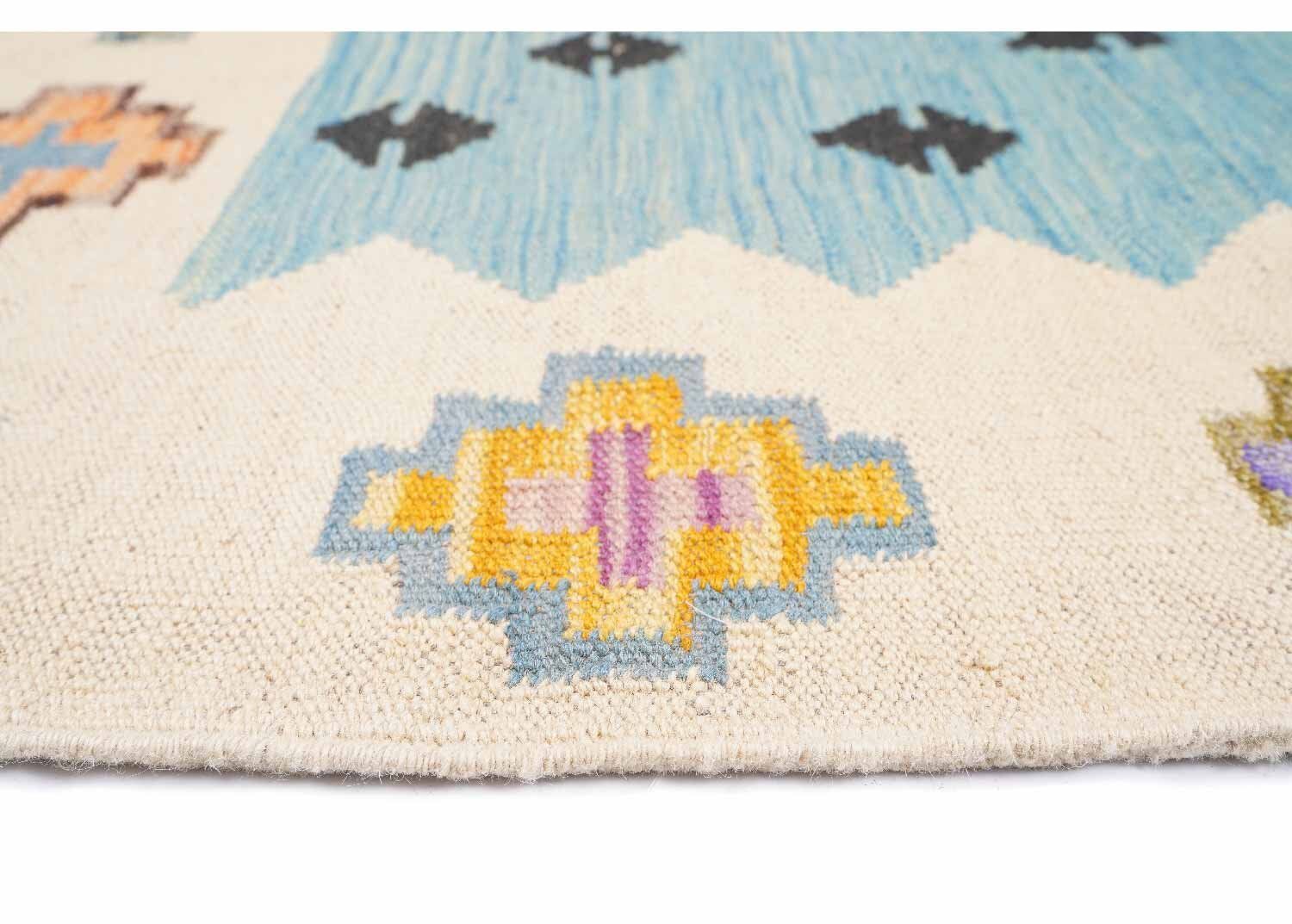 Chic Hand Woven Wool Area Rugs New 4x2.7 ft Usak Kilim - Rugs Turkey