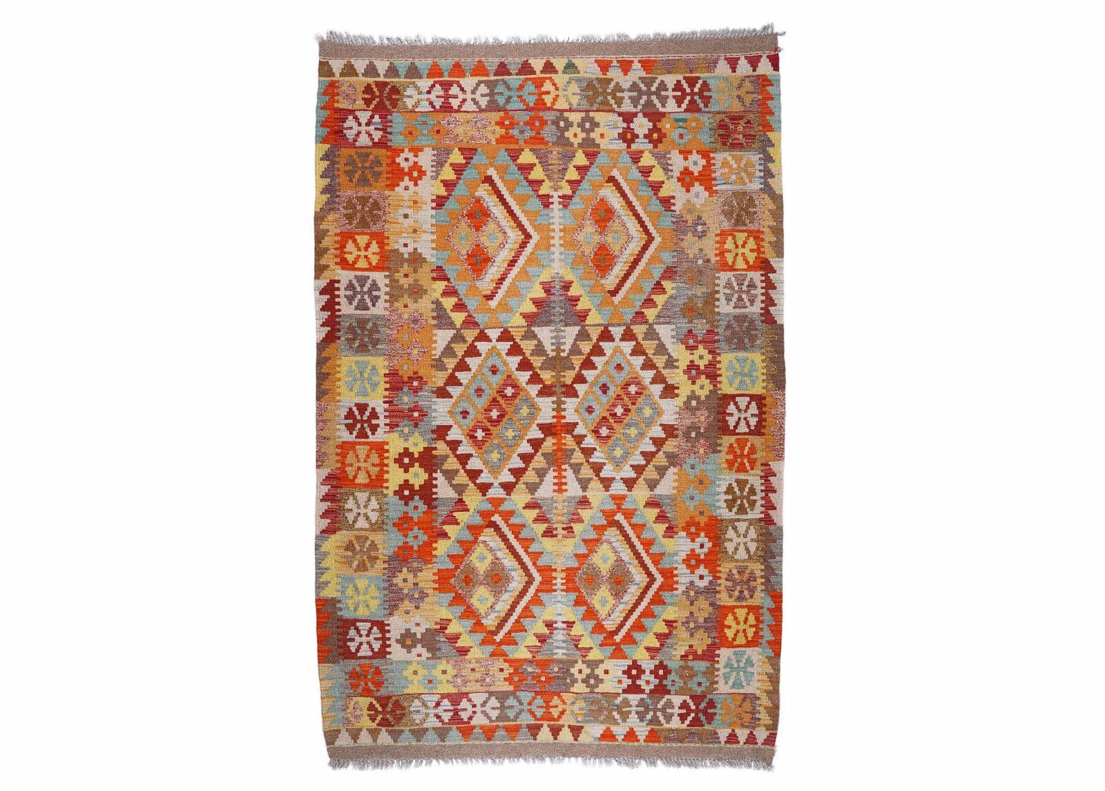 Classic Kayseri Kilim 6 x 4 Carpet Geometric Pattern Handwoven - Rugs Turkey