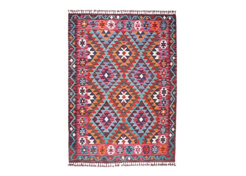 Colorful Indoor Outdoor Rugs Kayseri Kilim Design 6x4.3 ft Handwoven - Rugs Turkey