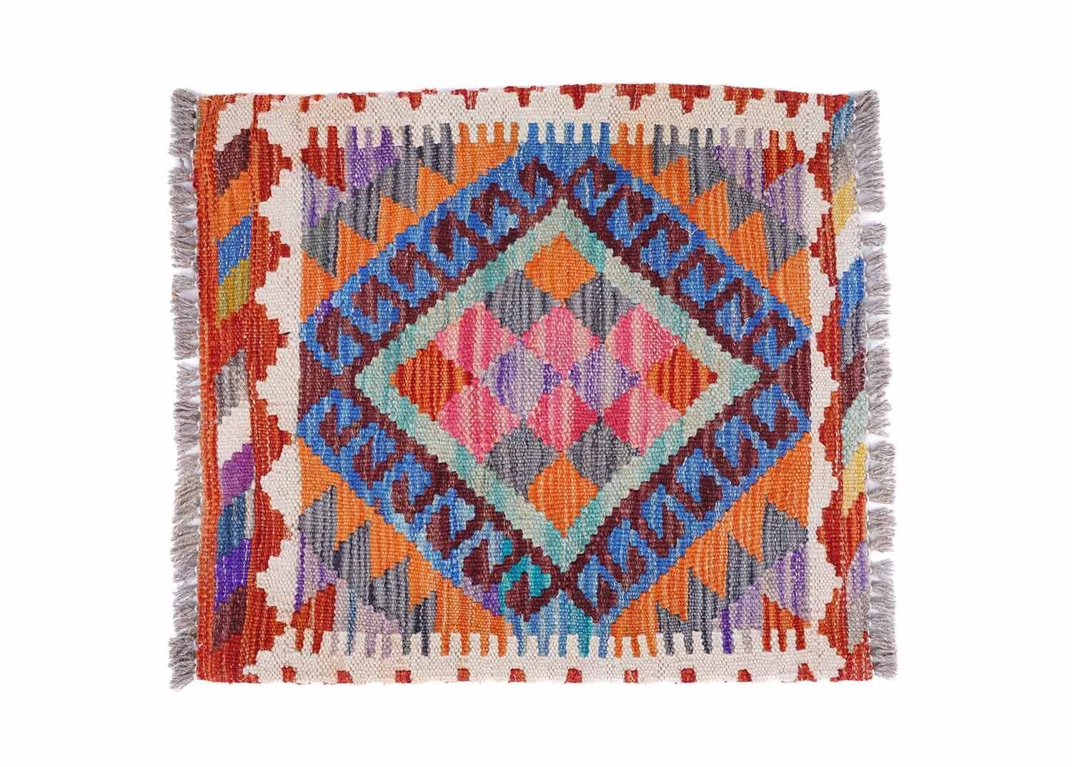 Decorative Pillows Multicolor 1.44x1.64 ft Wool Kilim Cushion - Rugs Turkey