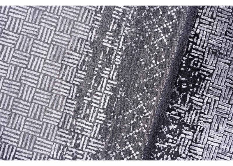 Exclusive Abstract Pattern Black Gray Rug 6.5x9.5 Modern Black231it - Rugs Turkey