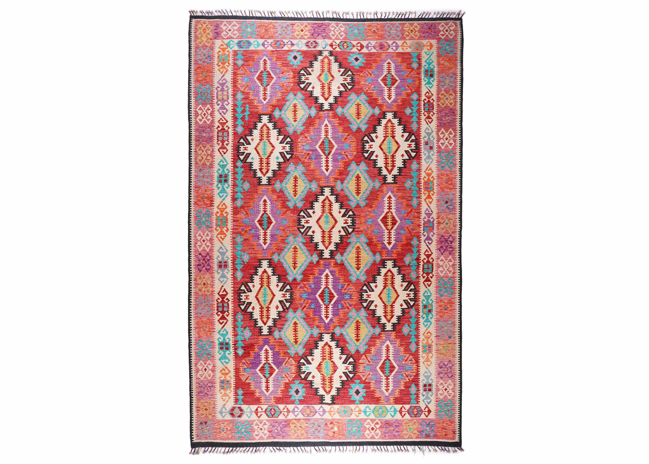 Exquisite Kayseri Kilim Woven Wool Rug 10x6.6 ft - Multi-colored - Rugs Turkey