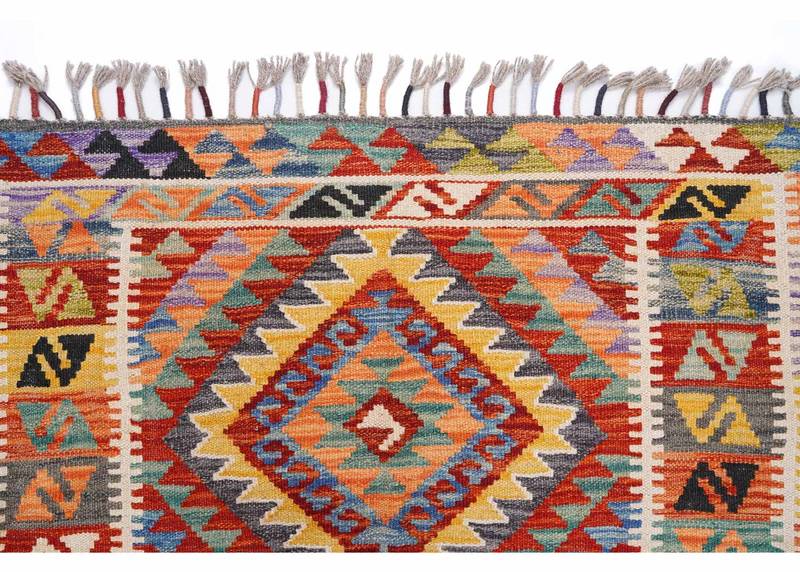 Grand Kayseri Kilim Handwoven Multicolor Geometric Rug 5x3 ft - Rugs Turkey