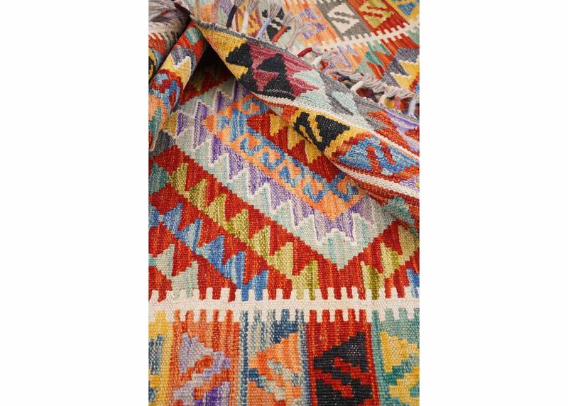 Grand Kayseri Kilim Handwoven Multicolor Geometric Rug 5x3 ft - Rugs Turkey