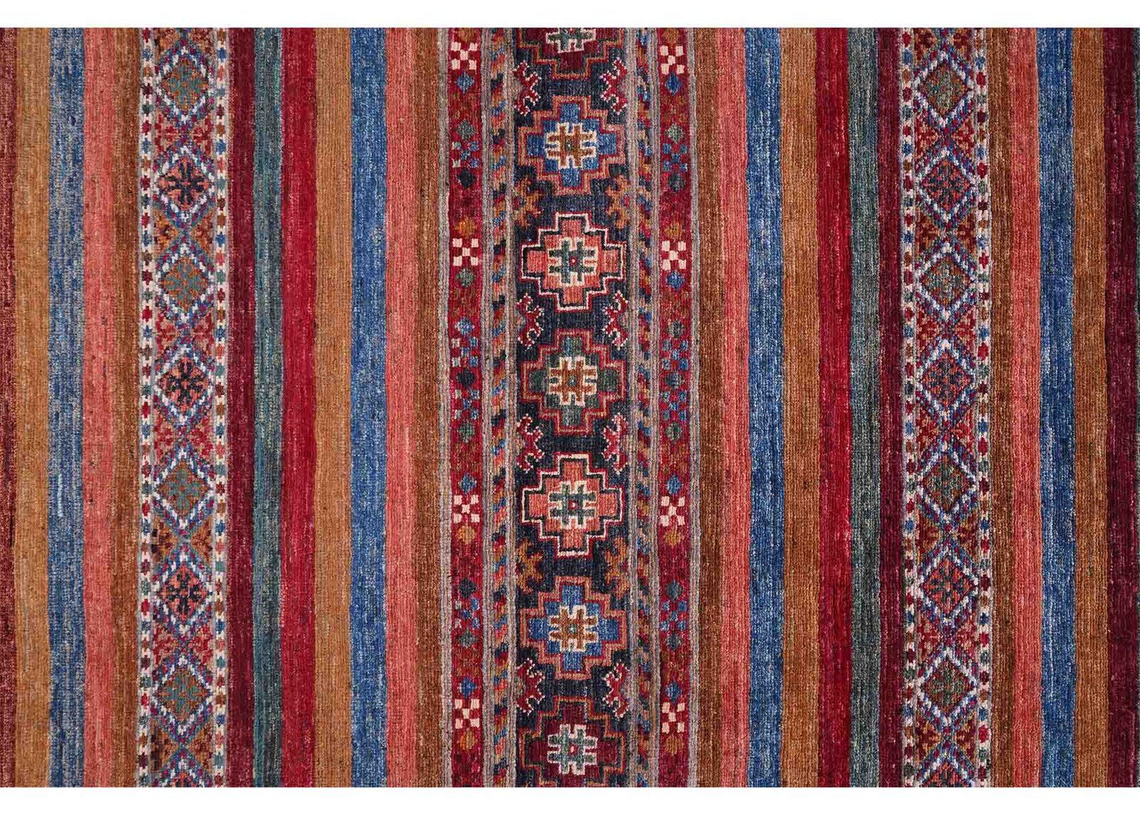 Horcun Red Kitchen Runner Handknotted Stripped Pattern 8x2.7 ft - Rugs Turkey