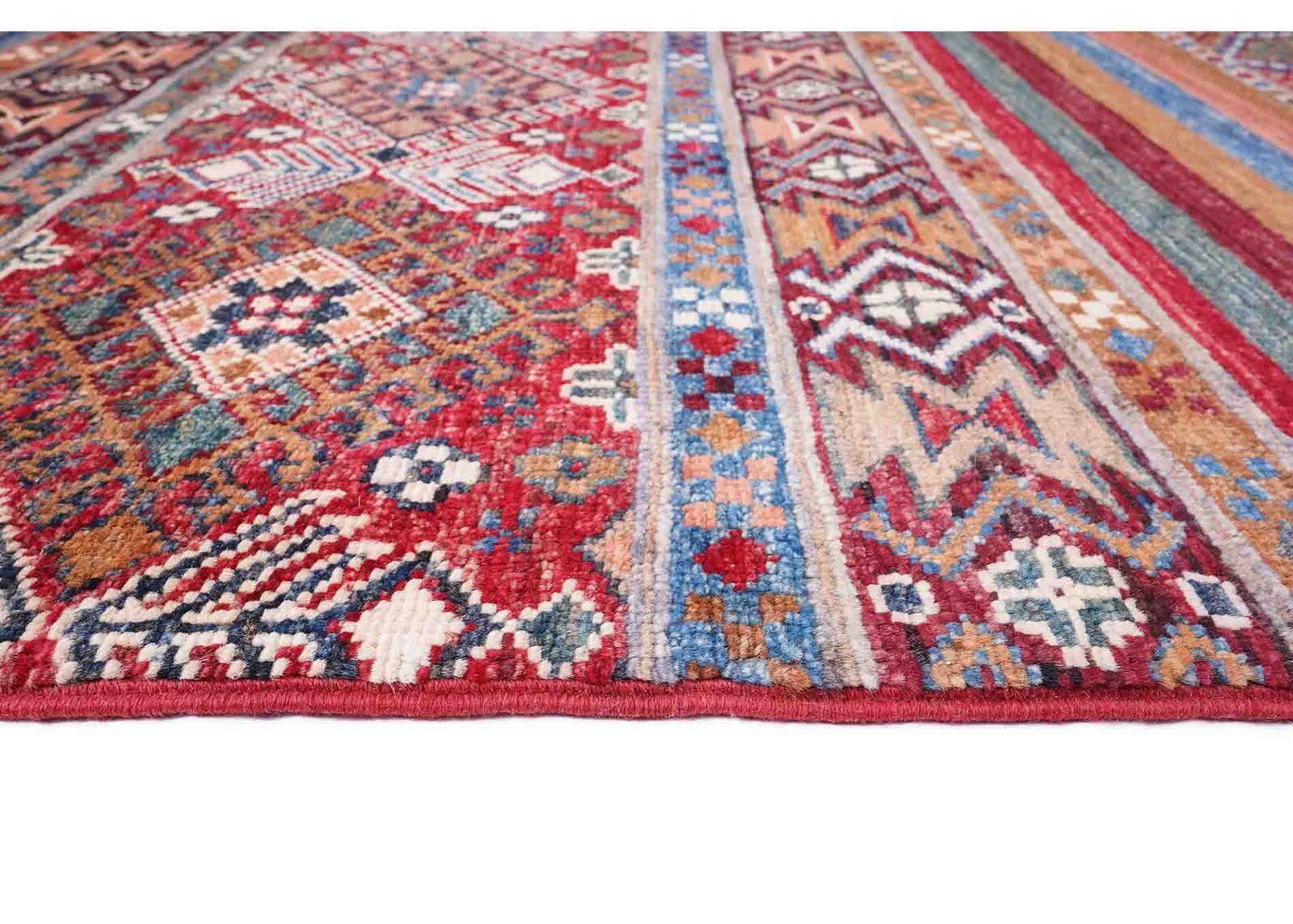 Horcun Red Kitchen Runner Handknotted Stripped Pattern 8x2.7 ft - Rugs Turkey