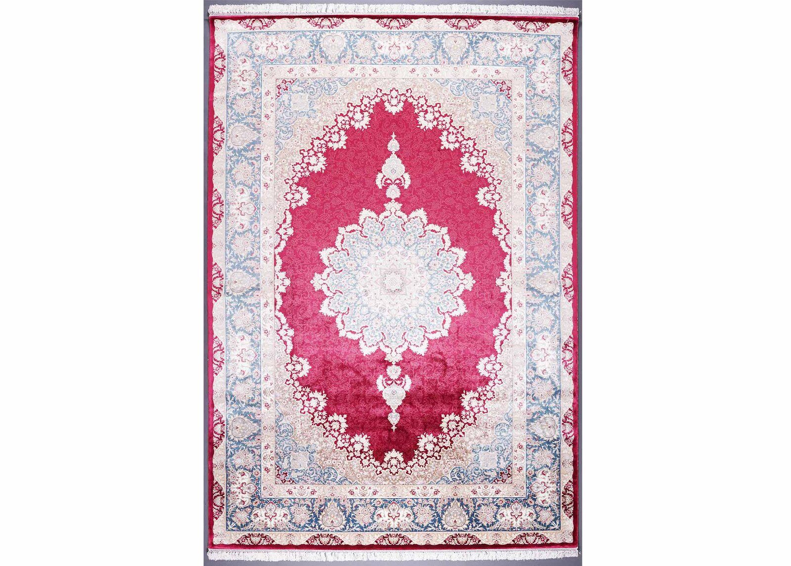 Medallion Bamboo Silk Red Rugs for Dining Room 6x9 ft - Rugs Turkey