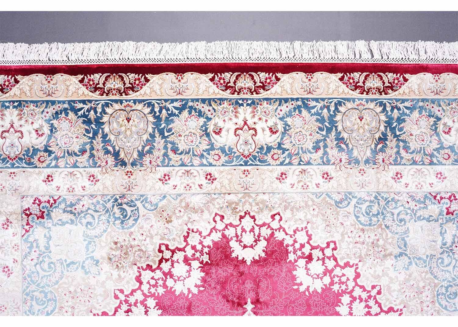 Medallion Bamboo Silk Red Rugs for Dining Room 6x9 ft - Rugs Turkey