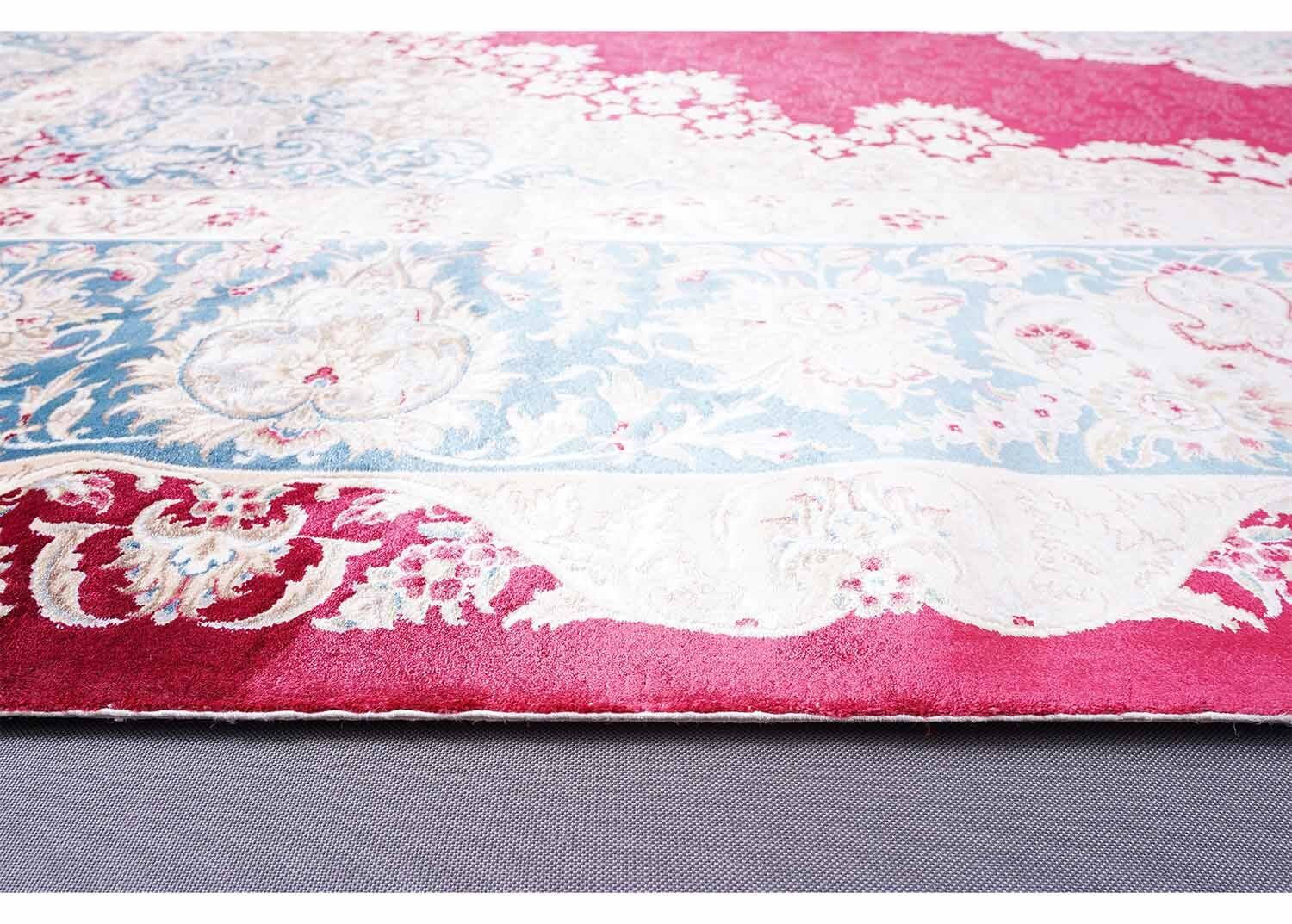 Medallion Bamboo Silk Red Rugs for Dining Room 6x9 ft - Rugs Turkey