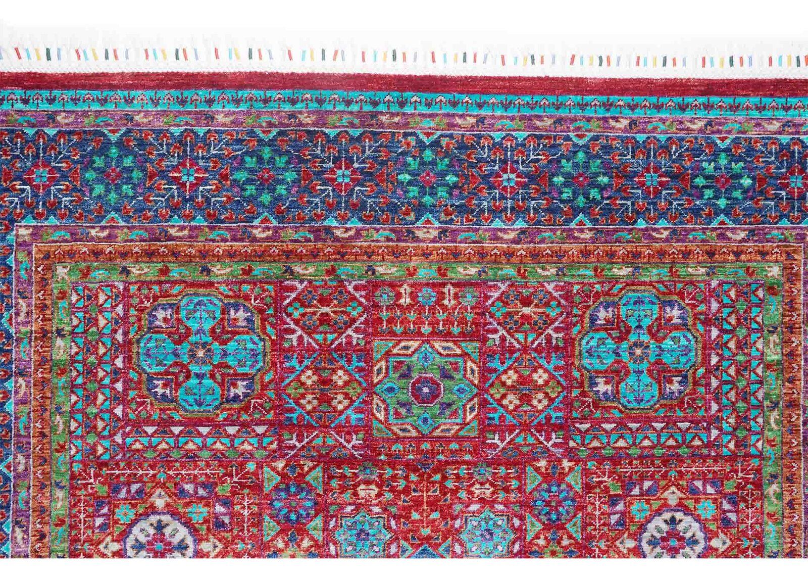 Memluk Red Blue Oriental Rug for Bedroom Handknotted 6.6x5 ft - Rugs Turkey