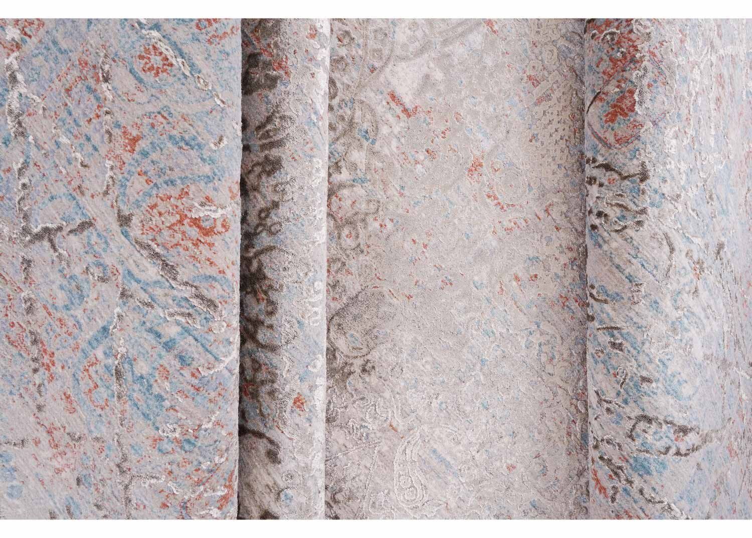 Modern Gray Beige Rug 9.5x6.5 ft Aspendos Abstract Pattern Machine-made - Rugs Turkey