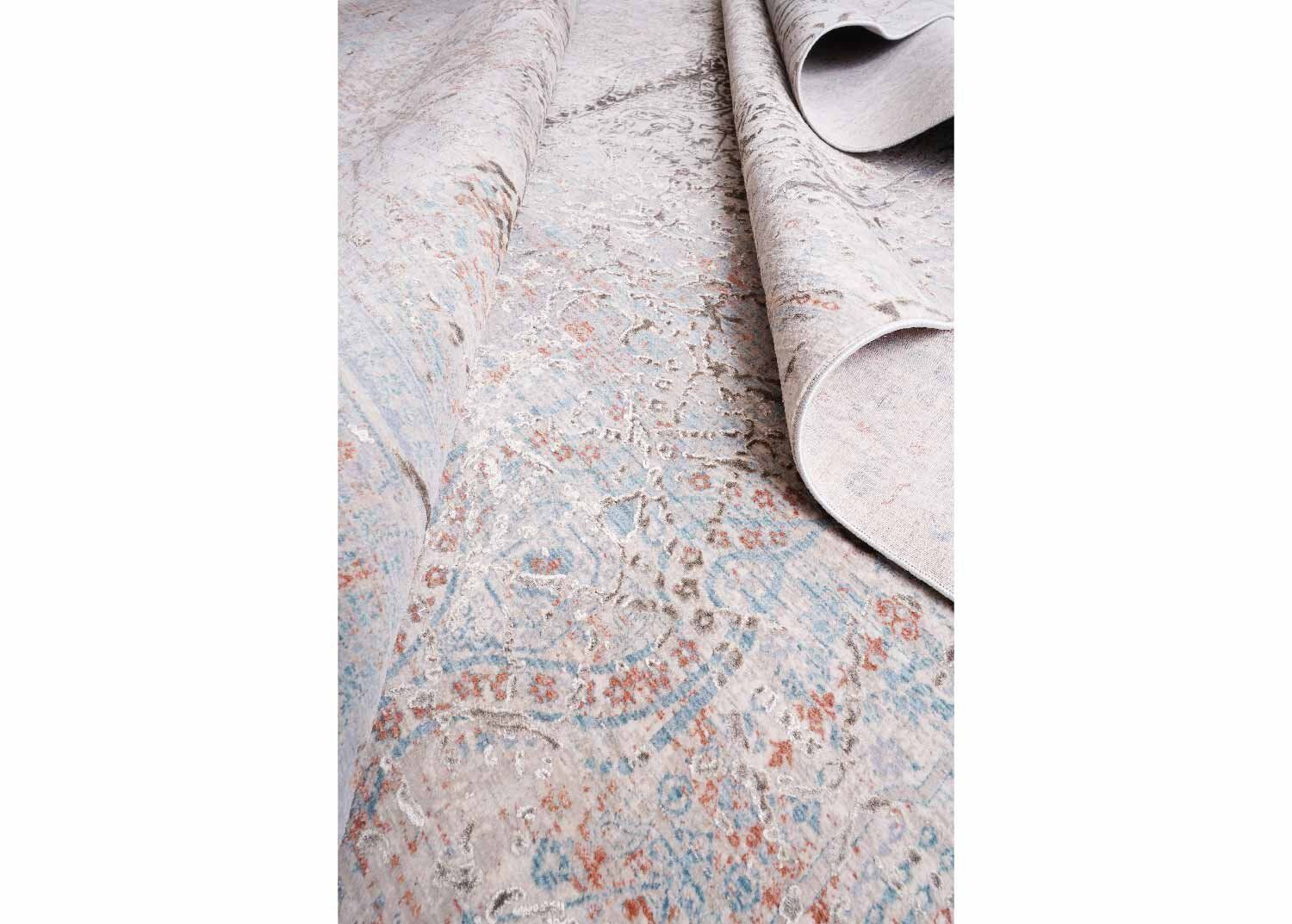 Modern Gray Beige Rug 9.5x6.5 ft Aspendos Abstract Pattern Machine-made - Rugs Turkey