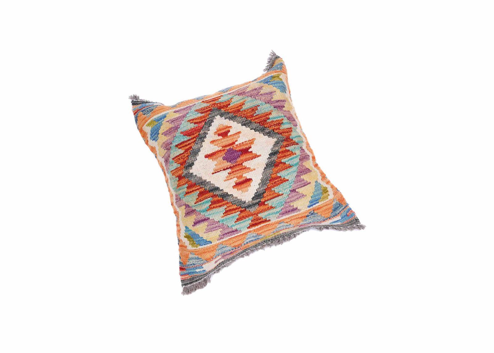Multicolor Outdoor Pillows Wool & Wool Kilim Cushion 1.48x1.64 ft - Rugs Turkey