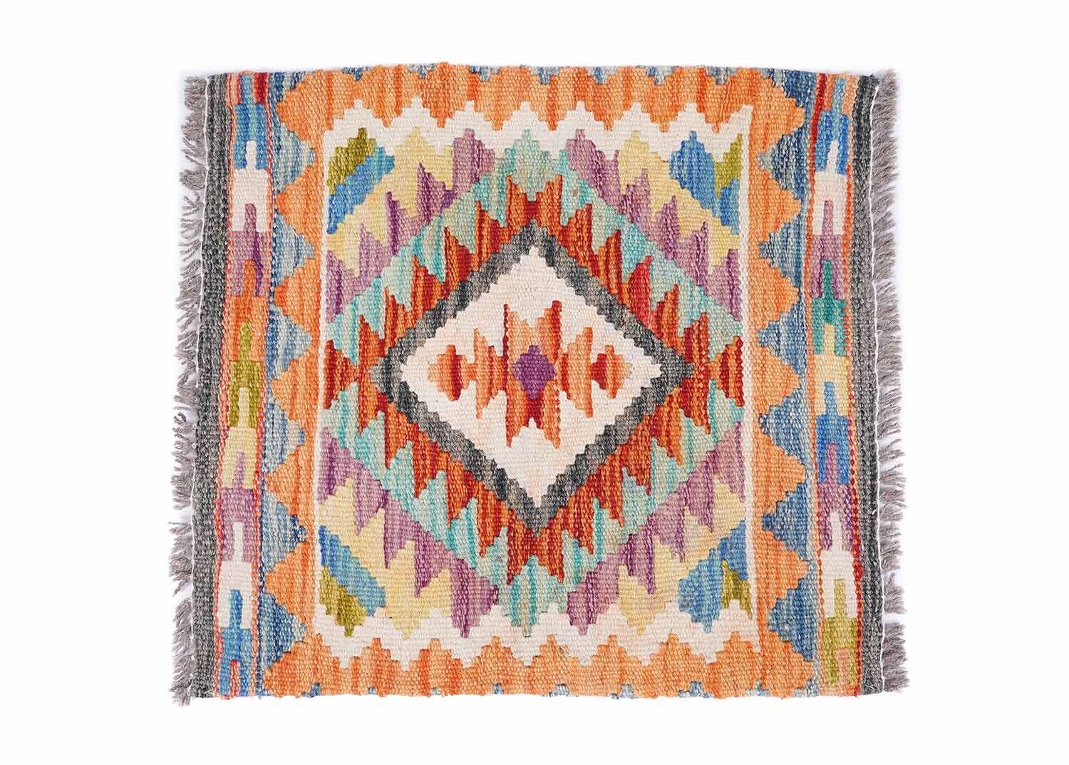 Multicolor Outdoor Pillows Wool & Wool Kilim Cushion 1.48x1.64 ft - Rugs Turkey