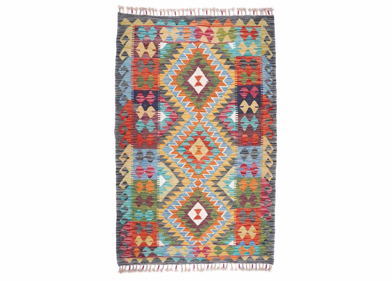 Stylized Geometric Kayseri Kilim 5 x 3 Carpet Multicolor Handwoven - Rugs Turkey