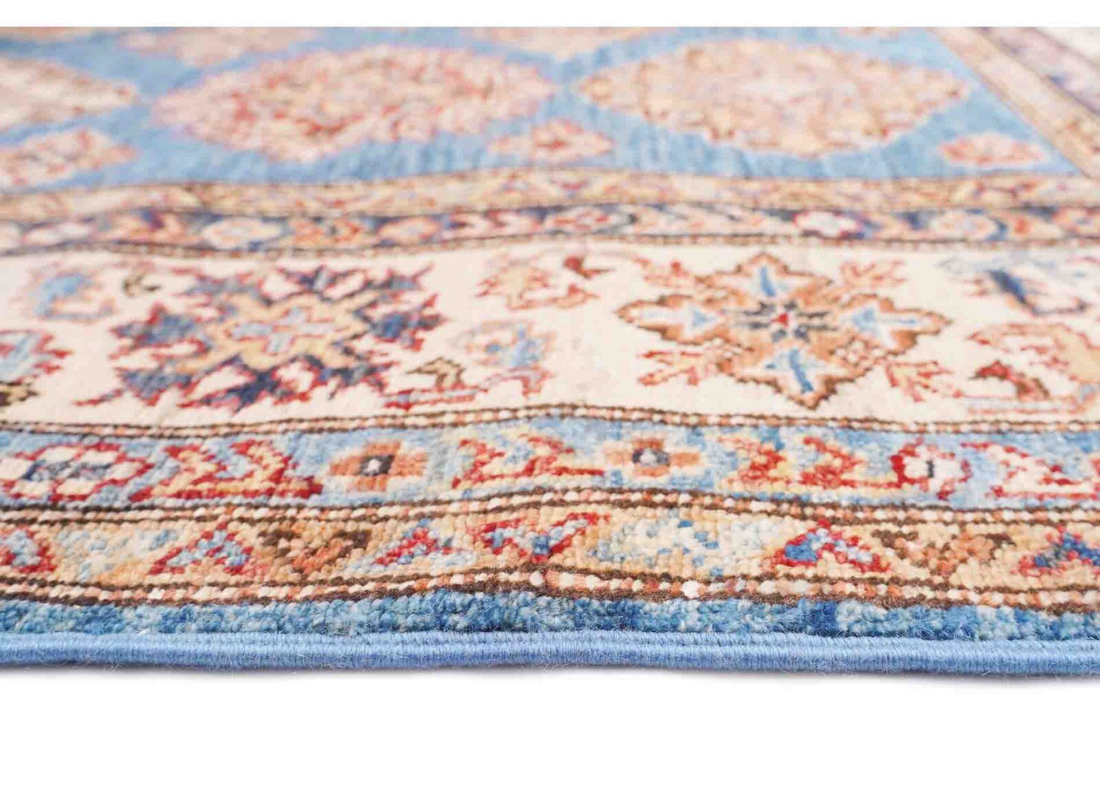 Sherwan Beige & Blue Traditional Rug 6.5x4.8 ft Hand-knotted - Image 4