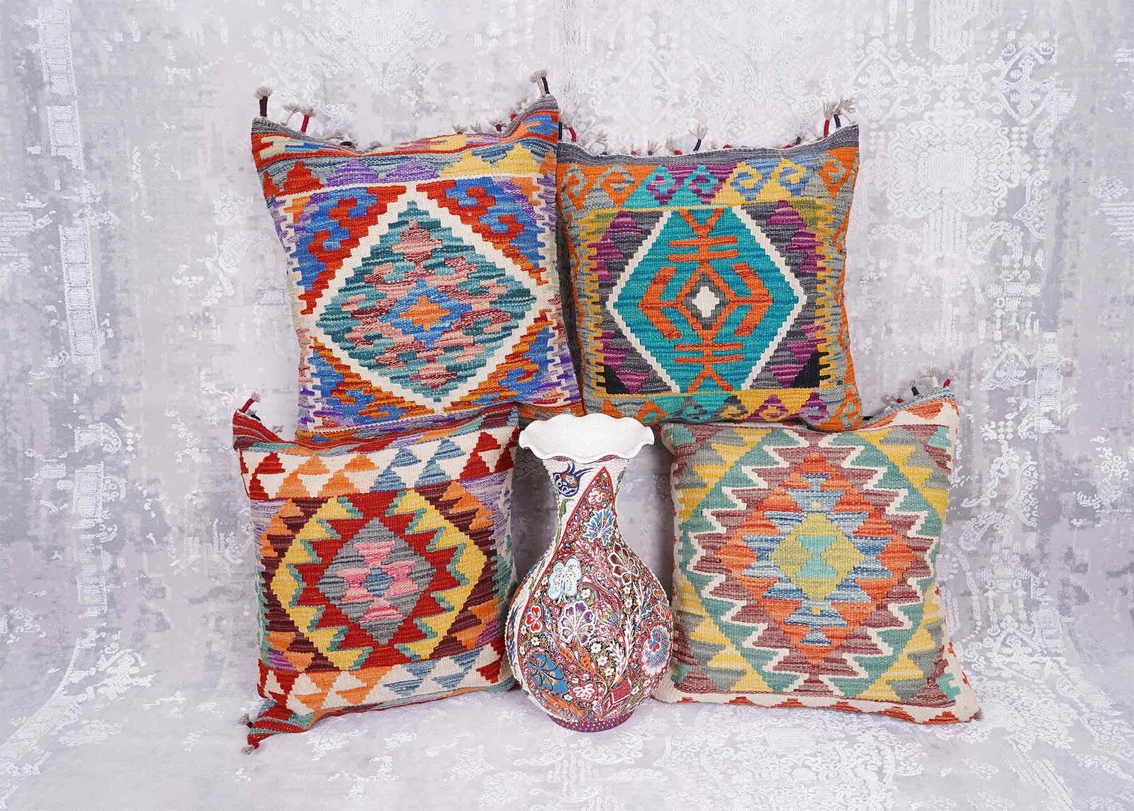 Throw Pillows for Couch Set of 4 Cushion Handwoven Kilim - Rugs Turkey