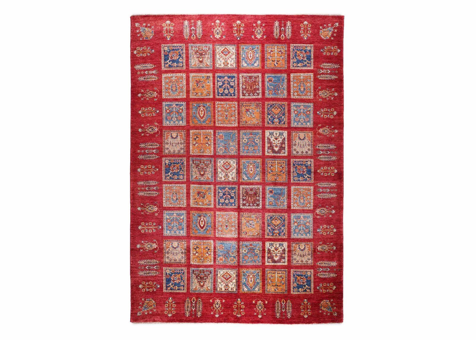 Traditional 1001 Bilicik Checkered Outdoor Rug 9.6x6.8 ft Red-Orange - Rugs Turkey