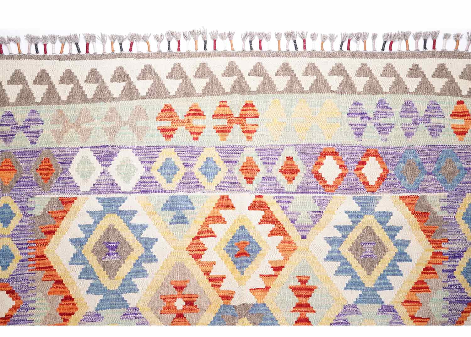 Wool Flatweave Rug Classic Kilim Design 9.6x6.5 ft Handwoven - Rugs Turkey