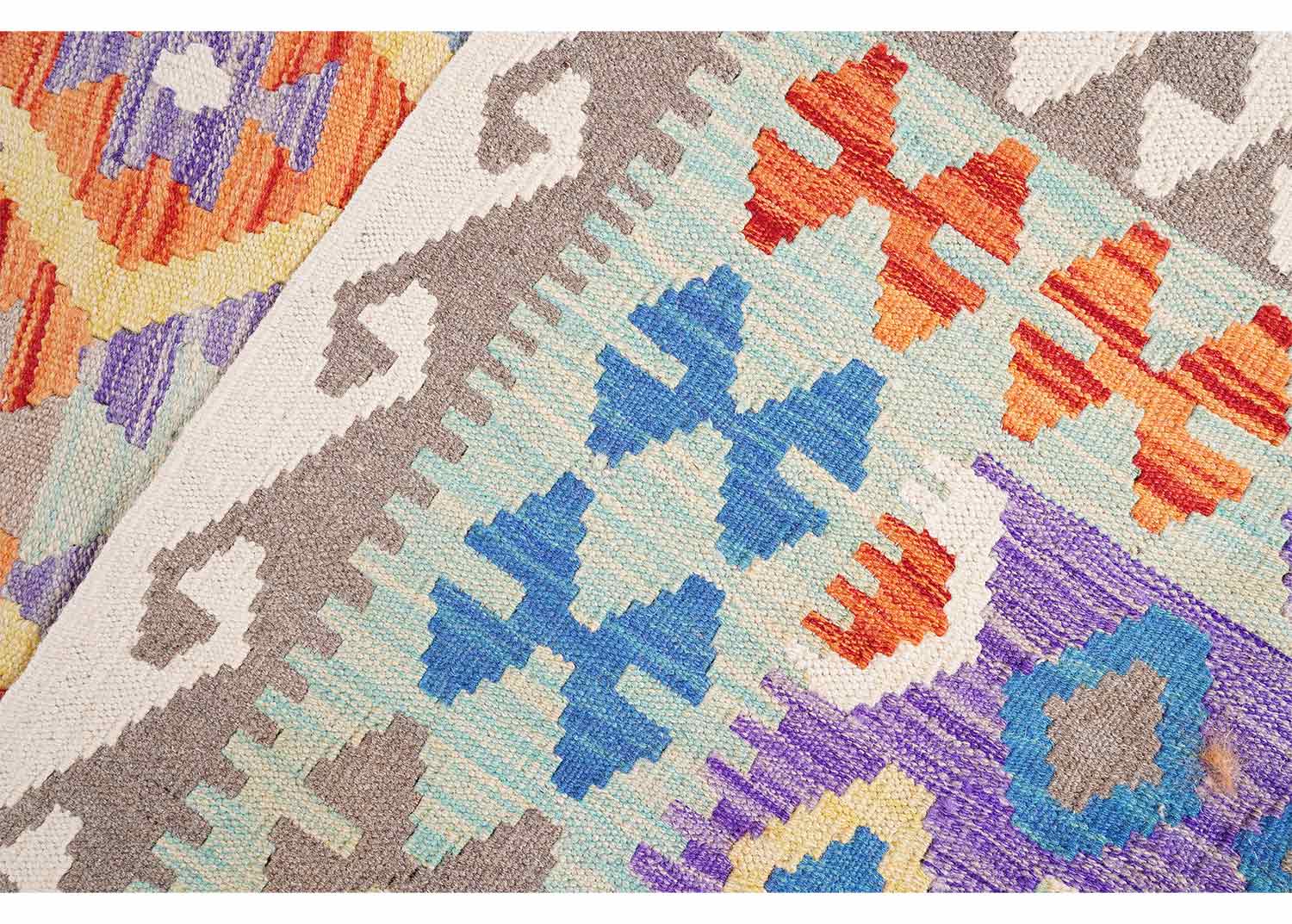 Wool Flatweave Rug Classic Kilim Design 9.6x6.5 ft Handwoven - Rugs Turkey