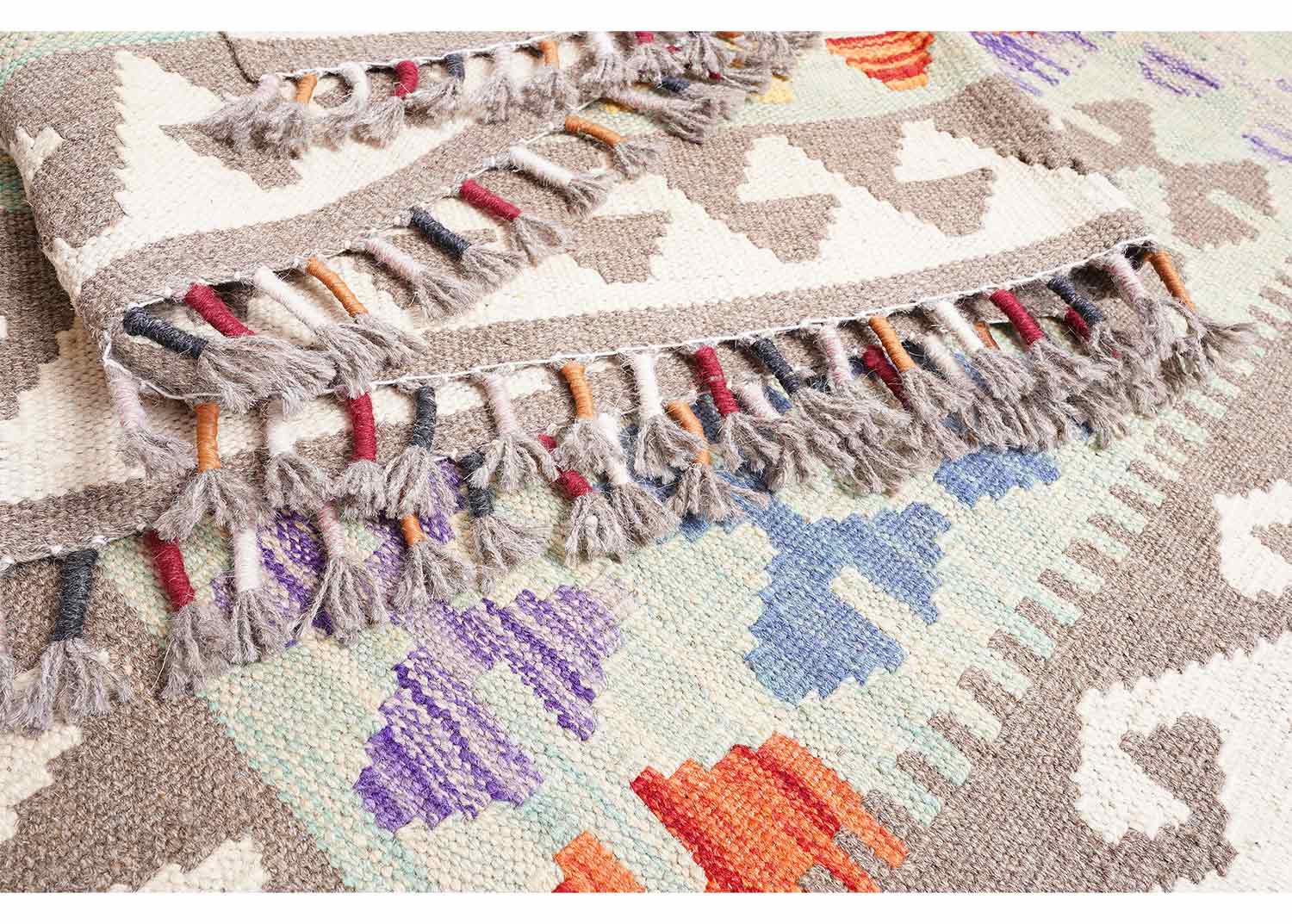 Wool Flatweave Rug Classic Kilim Design 9.6x6.5 ft Handwoven - Rugs Turkey