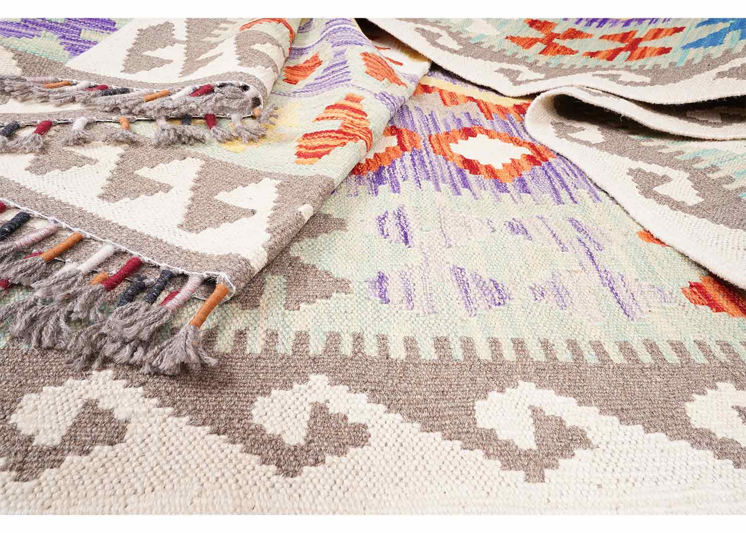 Wool Flatweave Rug Classic Kilim Design 9.6x6.5 ft Handwoven - Rugs Turkey