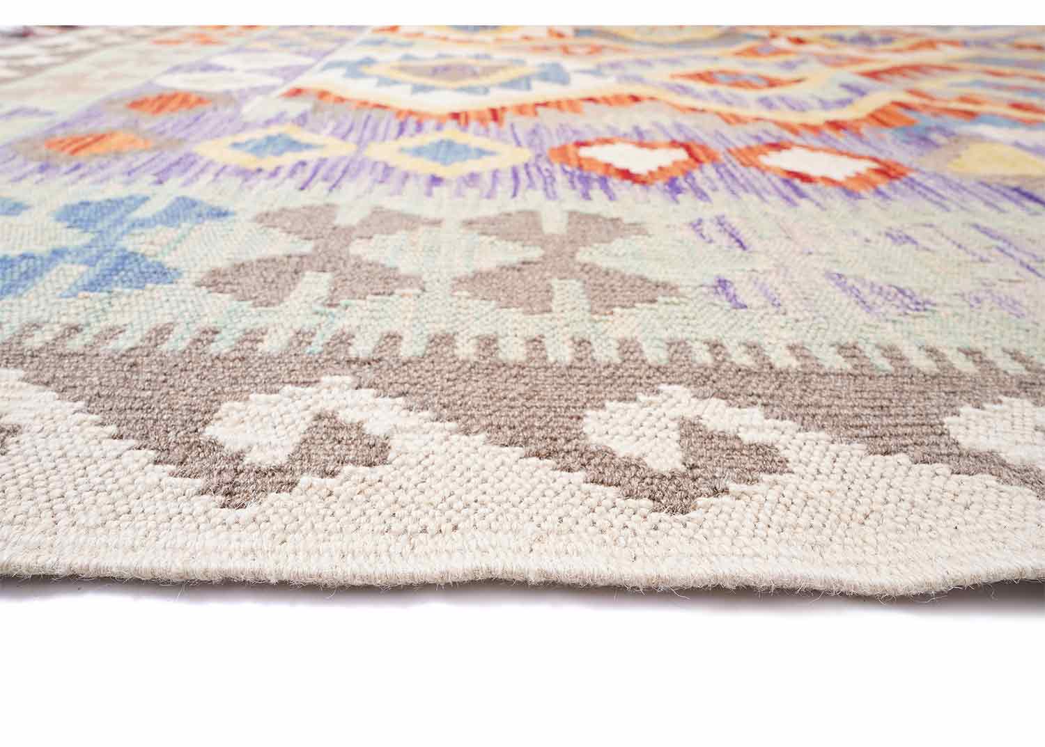 Wool Flatweave Rug Classic Kilim Design 9.6x6.5 ft Handwoven - Rugs Turkey