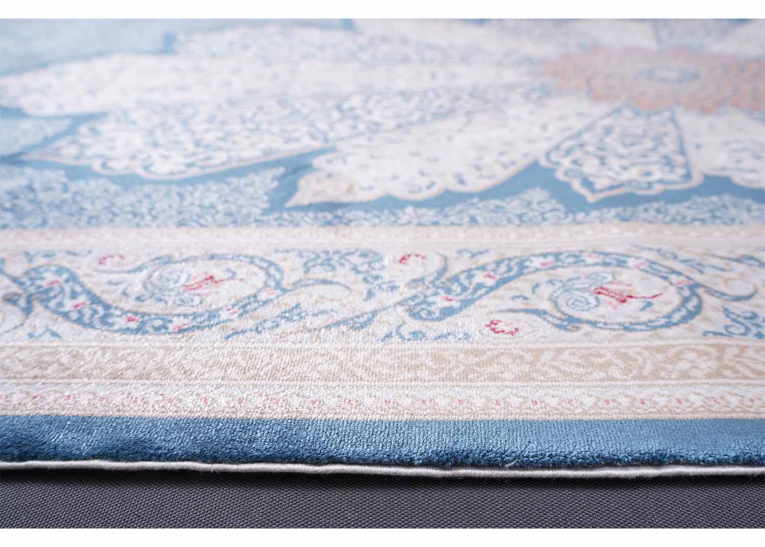 Bamboo-Silk Blue Hallway Runner Diamond Design 2.6x7 ft Machine Made - Rugs Turkey