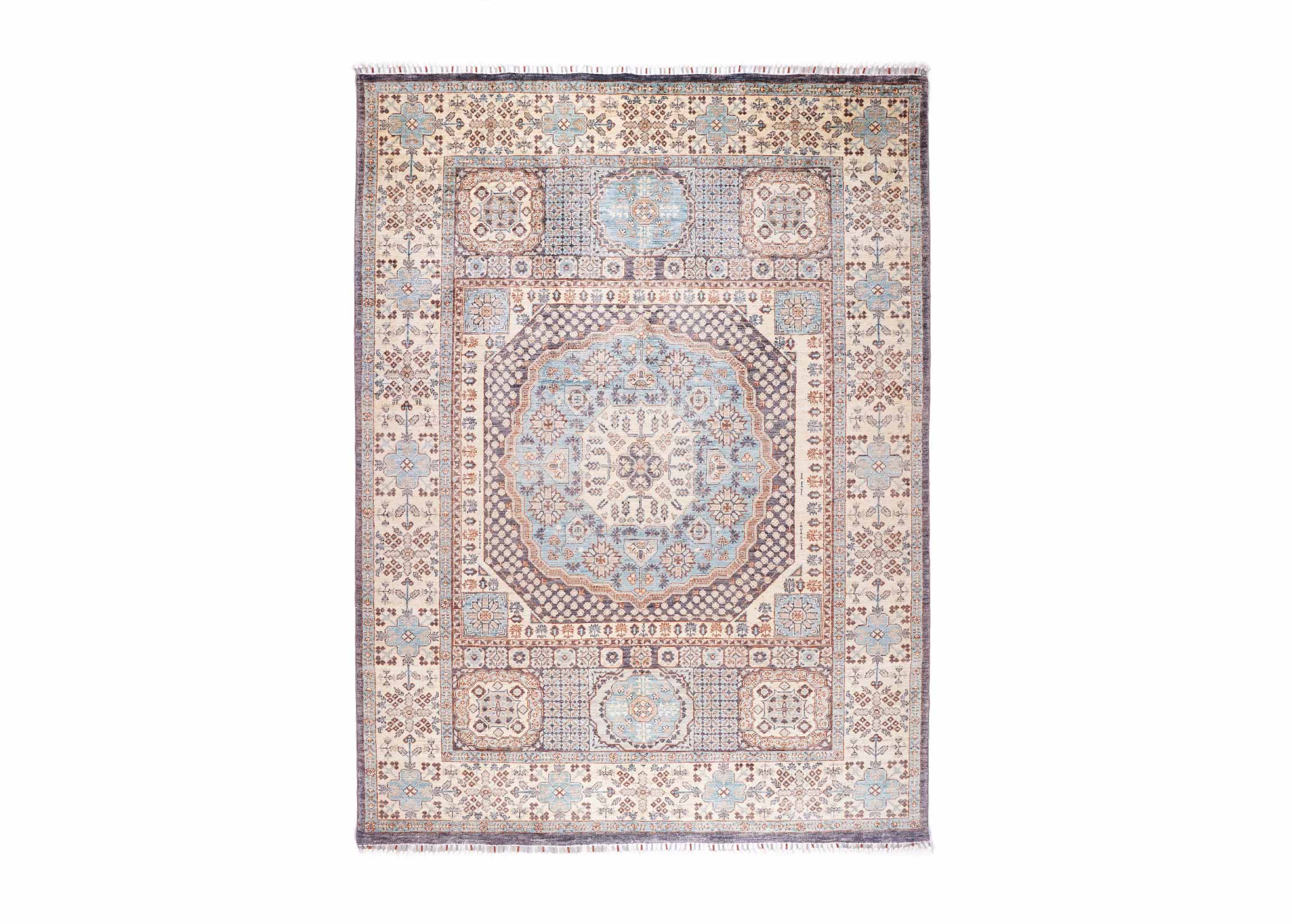 Beige Traditional Rug Geometric Pattern 7.8x5.8 ft Memluk - Rugs Turkey