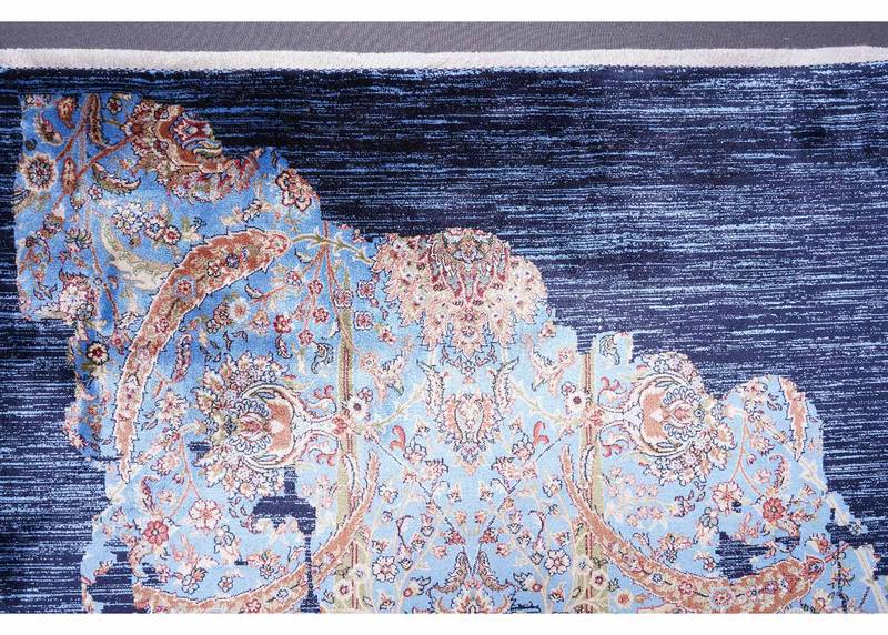 Blue Modern Runner Rug for Hallway - Machine-Made 8.2x2.6 ft Medallion - Rugs Turkey