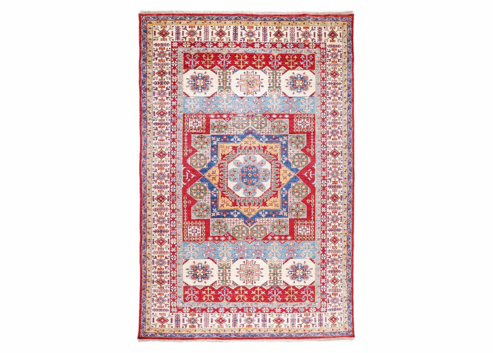 Luxury Sherwan Traditional Red Wool Rug 9x5.9 ft Geometric Pattern - Rugs Turkey