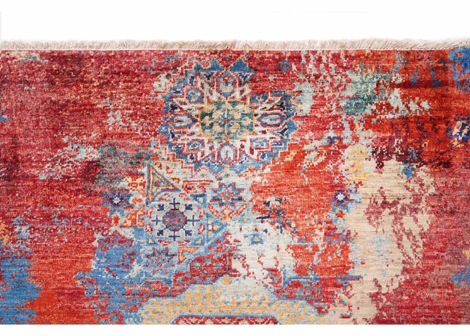 Red-Orange Modern Traditional Rugs 3.8x2.6 ft Hand-Knotted Memluk - Rugs Turkey