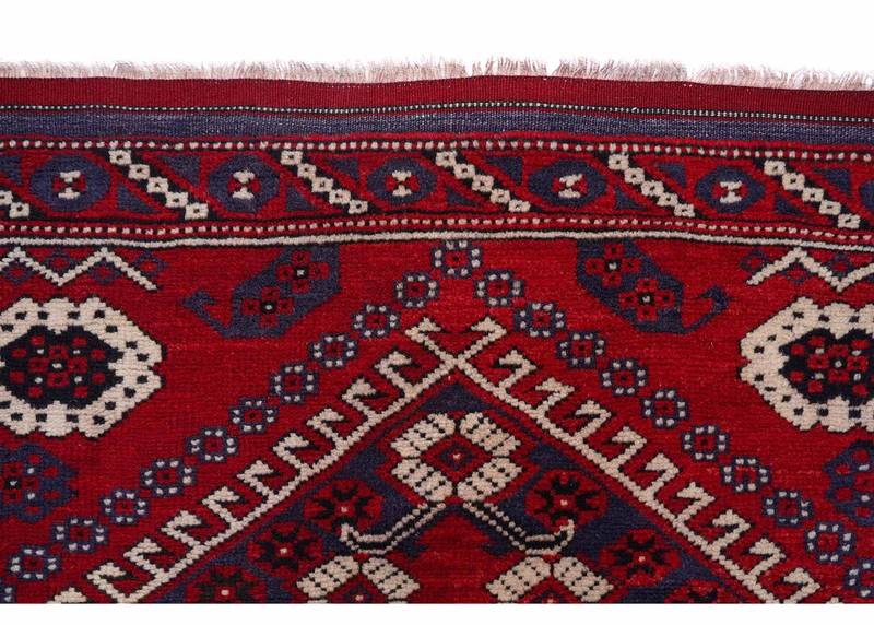 Semi-Old Deep Red Area Rug Traditional Kiz Bergama - 5.7x5.6 ft - Rugs Turkey