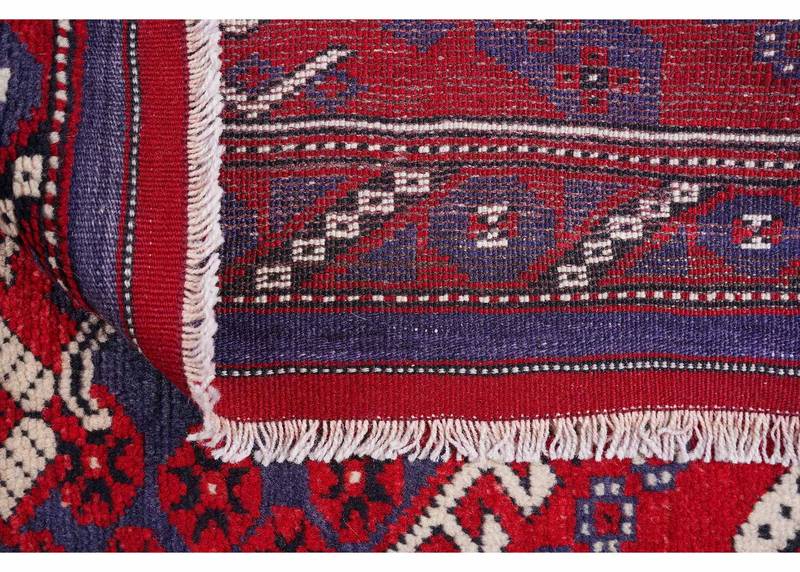 Semi-Old Deep Red Area Rug Traditional Kiz Bergama - 5.7x5.6 ft - Rugs Turkey