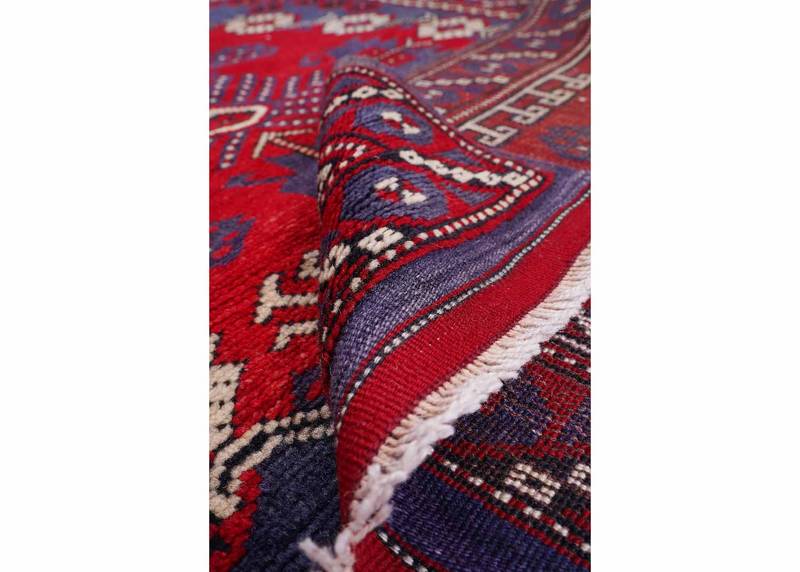 Semi-Old Deep Red Area Rug Traditional Kiz Bergama - 5.7x5.6 ft - Rugs Turkey