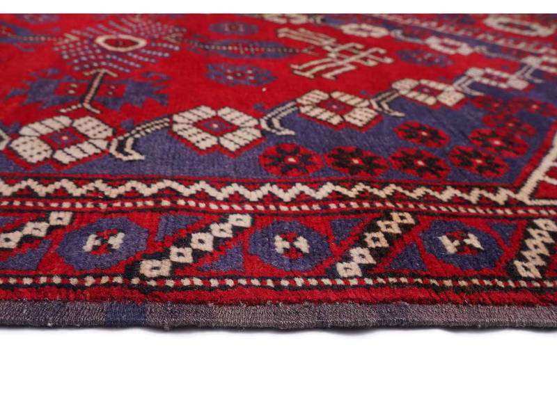 Semi-Old Deep Red Area Rug Traditional Kiz Bergama - 5.7x5.6 ft - Rugs Turkey