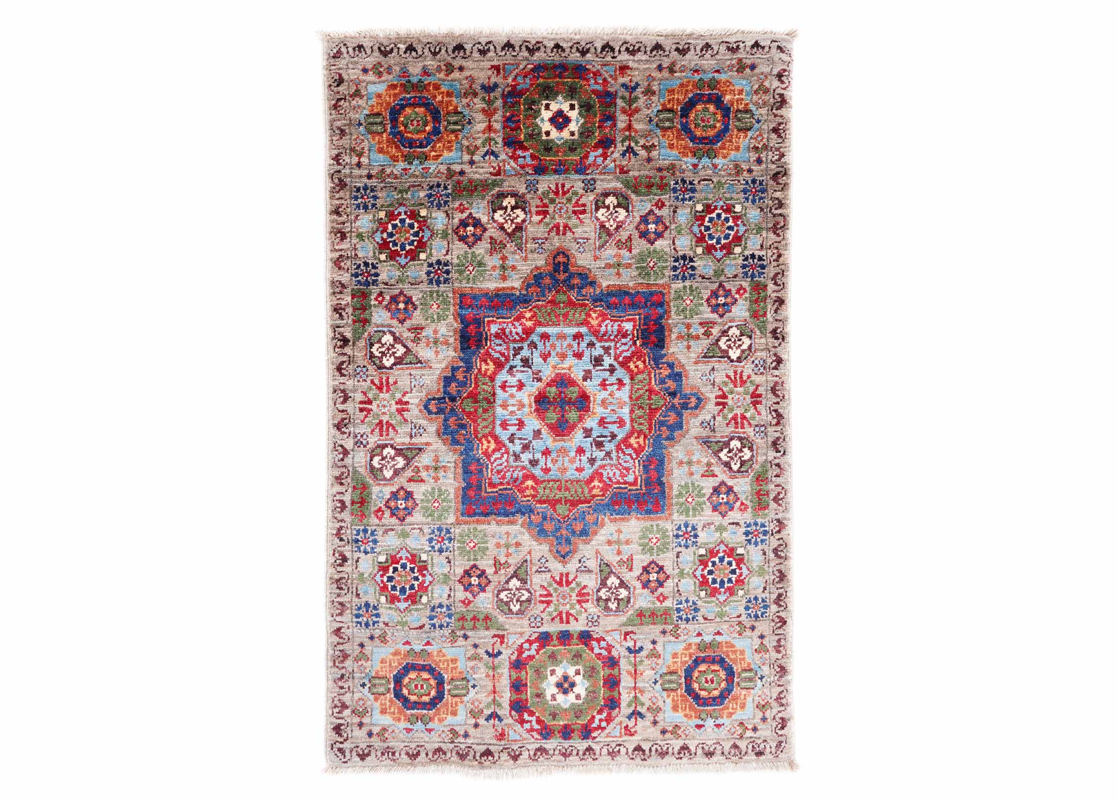 Small Rugs for Bedroom Traditional Memluk Bronze-Blue 3x1.9 ft - Rugs Turkey