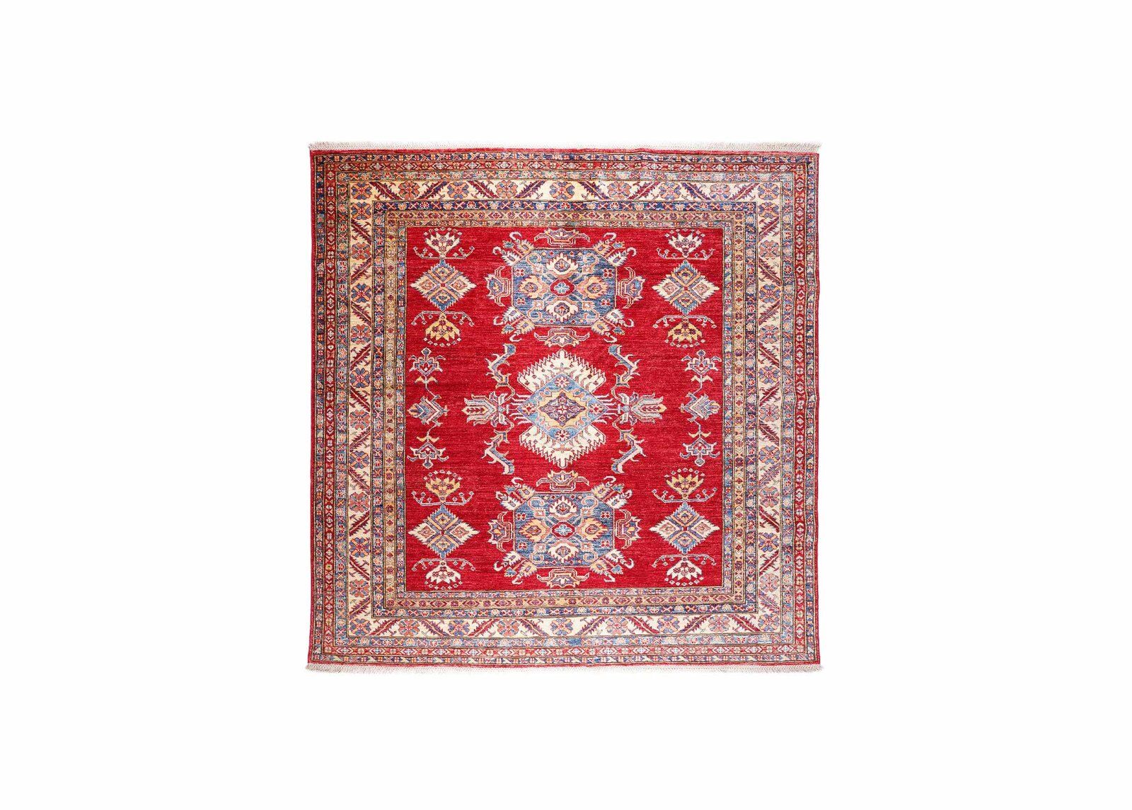 Traditional Red Square Rug - Hand-Knotted Sherwan 6.4x6.6 ft - Rugs Turkey