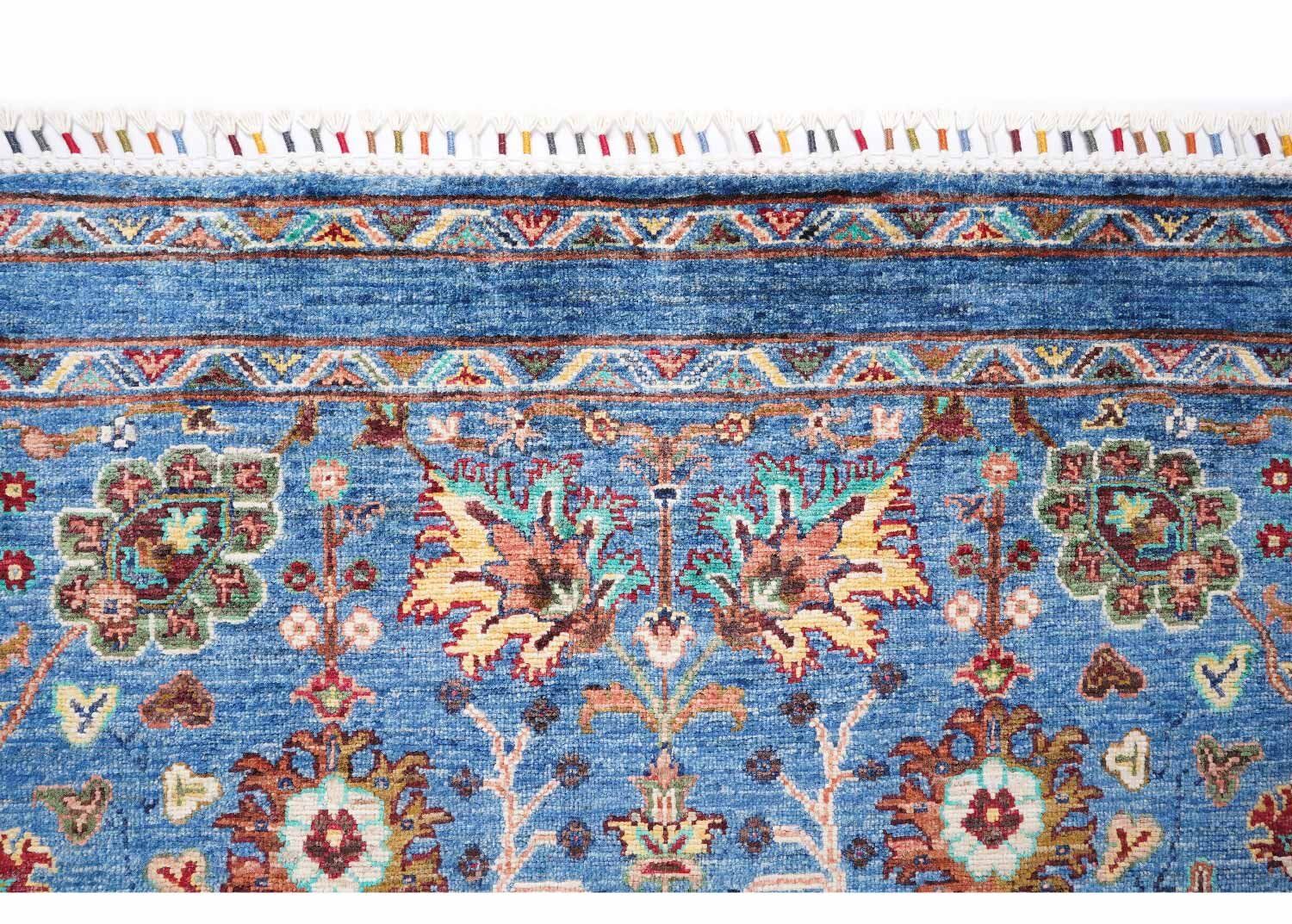 Traditional Sultani Blue Oriental Rug Hand-Knotted with Wool-Cotton 6x4 - Rugs Turkey