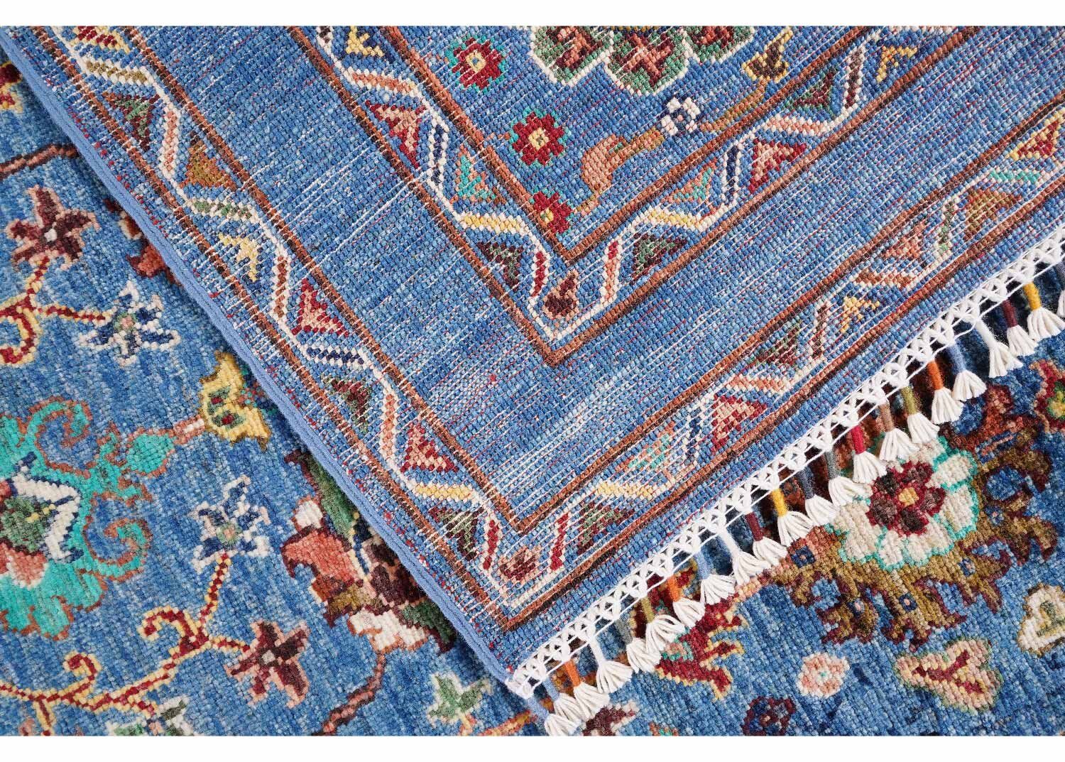 Traditional Sultani Blue Oriental Rug Hand-Knotted with Wool-Cotton 6x4 - Rugs Turkey