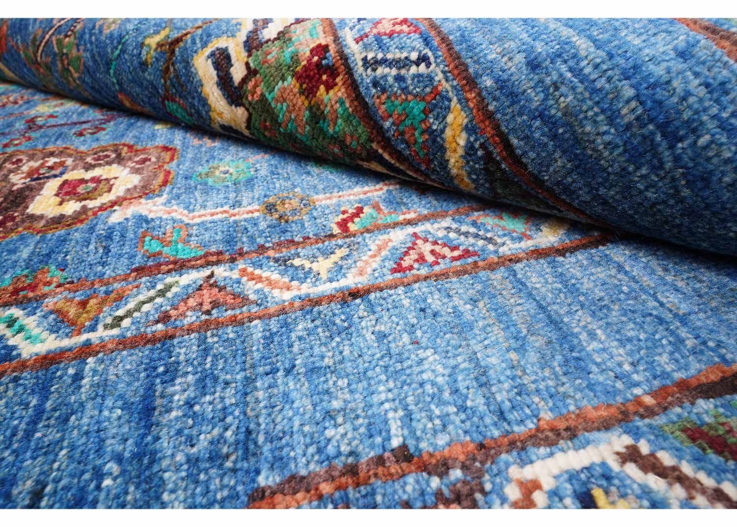 Traditional Sultani Blue Oriental Rug Hand-Knotted with Wool-Cotton 6x4 - Rugs Turkey