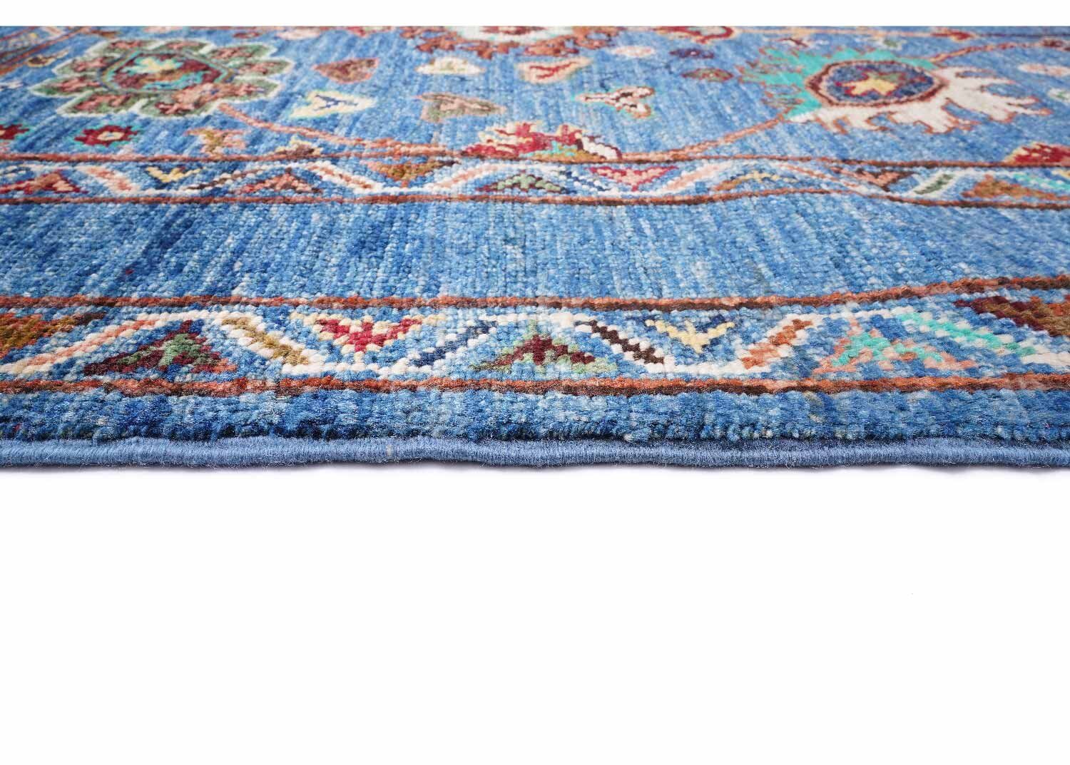 Traditional Sultani Blue Oriental Rug Hand-Knotted with Wool-Cotton 6x4 - Rugs Turkey